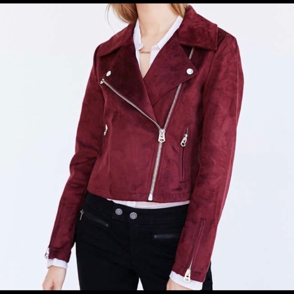 UO Silence + Noise Vegan Suede Moto Jacket